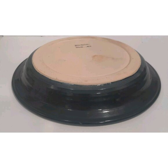 Studio Art Pottery Platter / Bowl Swirls Solid Dark Green/Black? 13x13x2" Signed - Picture 13 of 16